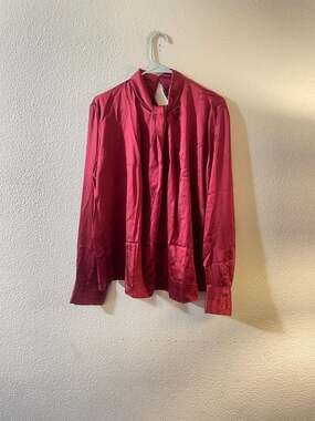 LILYSILK Barbados Cherry Silk High Neck Scarf Blouse